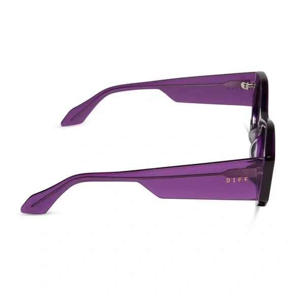 DIFF Zoey Posh Purple Crystal Cat Eye Angular Sunglasses - Picture 3 of 11